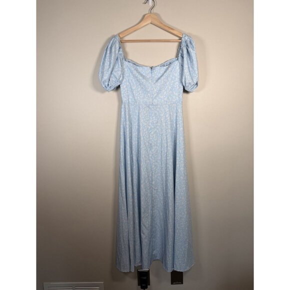 Milkmaid‎ Dress Tallulah Blue White Floral Midi Sz M Cottagecore Peasant Kutumai - Picture 6 of 15